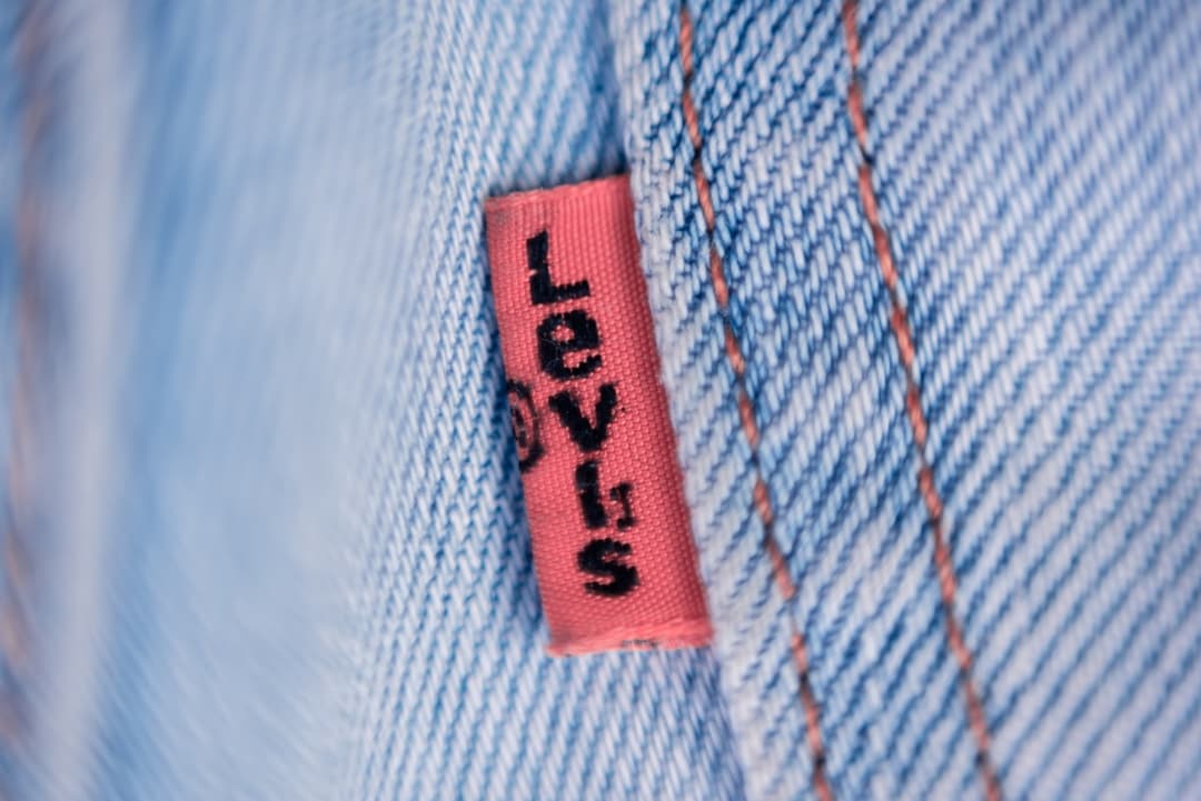 Close-up of a red Levi's tab stitched into the pocket seam